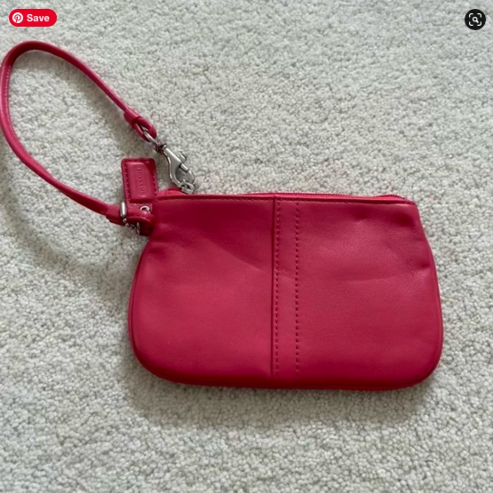 Coach Peach Leather Wristlet